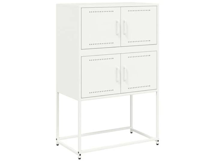 GFMGUEMV Sideboard Weiß 68,5x38,5x107 cm Stahl Industrie-Stil Industrie-Design, Stahlgestell, 4 Fächer, Türen, pflegeleichte Oberfläche
