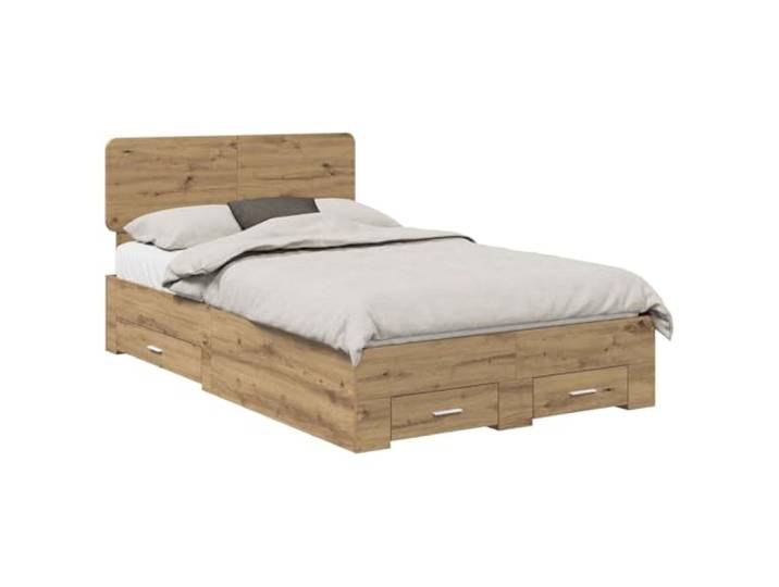 HMDNGOUT Bettrahmen Artisan-Eiche 120x190 cm Holzwerkstoff mit Stauraum, Bettgestell mit Schubladen, modernes Design mit silbernen Griffen, stabile Lattenbasis, Pflegeleichte Oberfläche