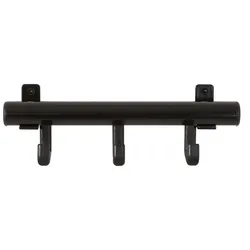 PROREGAL Kompakte Aluminium Wandgarderobe mit 3 Kunststoffhaken | HxBxT 10x32x7,5cm | Schwarz