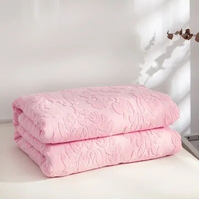 Shop Station Soft Cotton Throw Blanket Breathable Jacquard Blanket For Bed, Sofa & All Season Comfort pink 59.06 78.74 In
