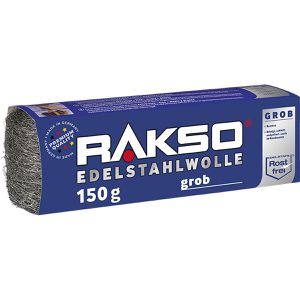 RAKSO Stahlwolle 720500, Edelstahl, grob 5, zum Reinigen und Schleifen, 150g