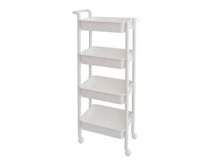 DFHetFH Rollwagen Rollwagen, Mobiles Lagerregal Mit Rädern, Multifunktionaler Servicewagen Für Küche, Büro Und Badezimmer Küchenwagen(White,4 Tier)