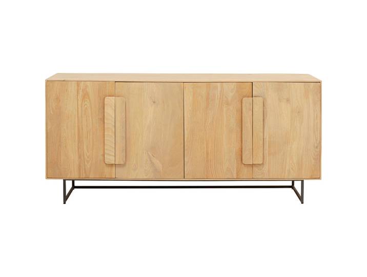 Kare-Design Sideboard, Schwarz, Hellbraun, Holz, Metall, Eiche, Mangoholz,Mangoholz, massiv, 2 Fächer, 165x76x40 cm, stehend, Holzmöbel, Kleinmöbel Holz, Holzkommoden, Sideboards Holz