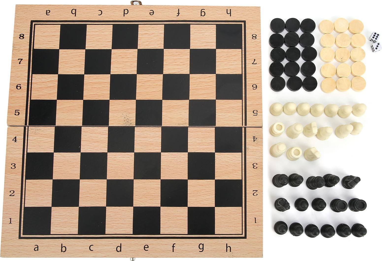 Gistuch 3-in-1 houten schaak-, backgammon- en dobbelspel, inklapbaar en draagbaar, 24 x 24 cm