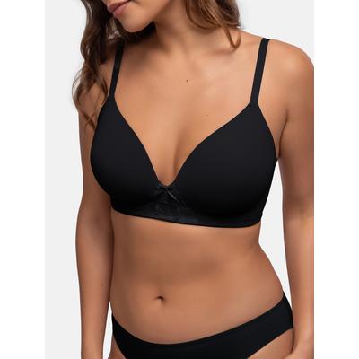 Push-up-BH DORINA "MICHELLE", Damen, Gr. 80, Cup E, schwarz, Microtouch, Obermaterial: 54% Polyamid, 36% Polyester, 10% Elasthan, BHs Push-up-BH, weicher Stoff, modernes Design
