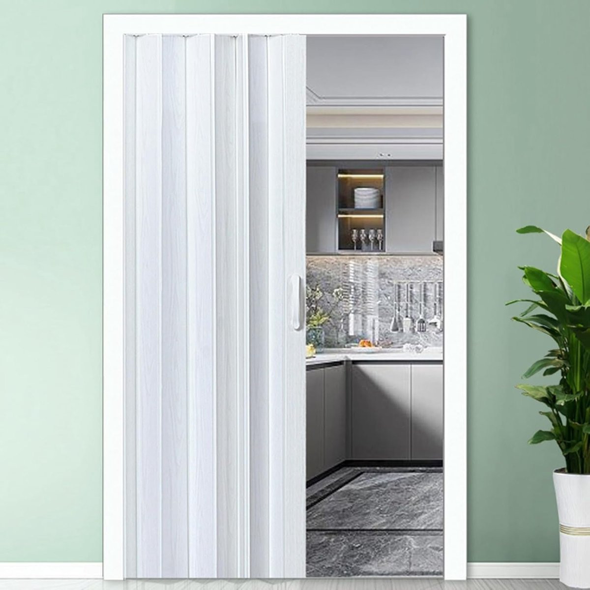 Witte PVC Vouwdeur met Magnetische Sluiting - 86,5 x 203 cm