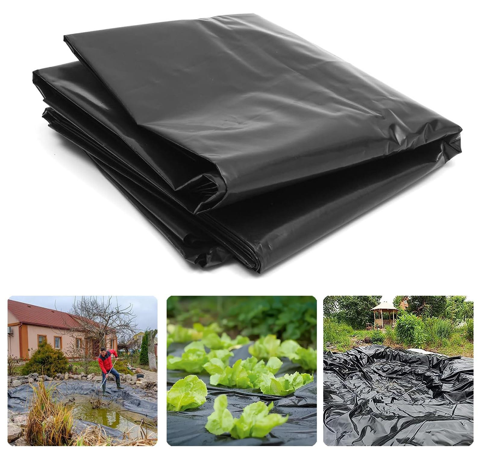 Selius Extra Dikke Polyethyleenfolie Zwart voor Tuinieren en Broeikas, 2 x 6 m