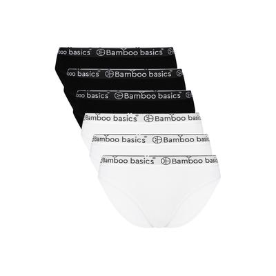 Slip BAMBOO BASICS "Slip YARA 6er Pack", Damen, Gr. L, schwarz (schwarz, weiß), Obermaterial: 68% Viskose CV. 28% Baumwolle CO. 4% Elasthan EL., Unterhosen Slip