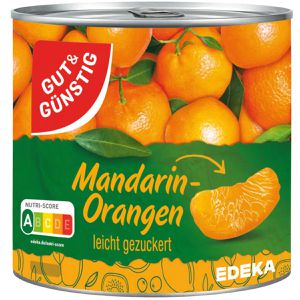 Gut&Günstig Obstkonserve Mandarin-Orangen, leicht gezuckert, vegan, Stücke in der Dose, 312 g