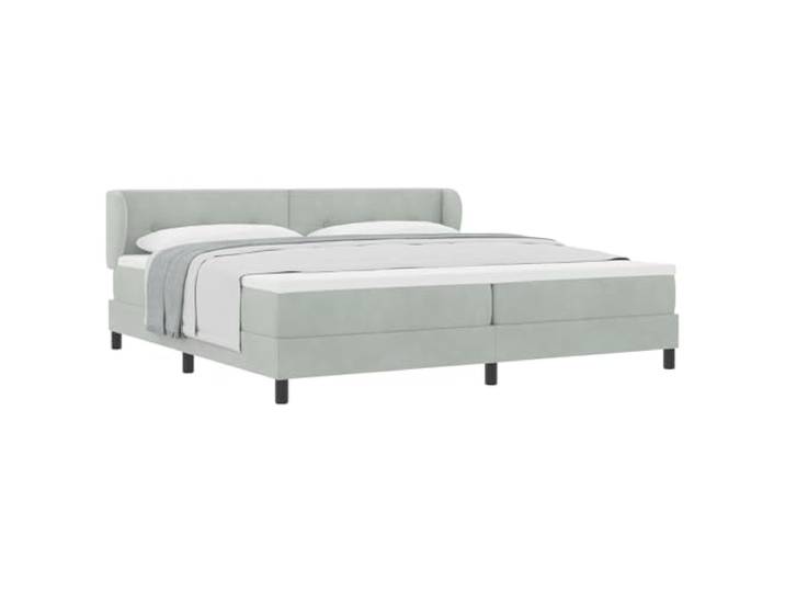 PUGYNBK Boxspringbett aus grauem Samt, 200 x 200 cm Verstellbares Kopfteil, Holzrahmen, inkl. Matratze und Topper, Füße aus Kunststoff