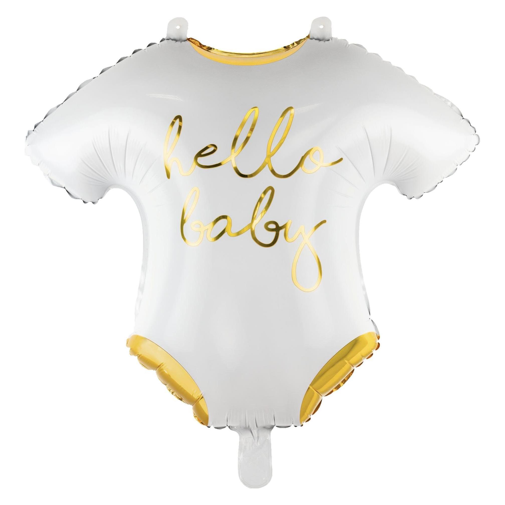 Partydeco Folienballon Baby romper Gold/Weiss (1x) (FB64-008-019ME)