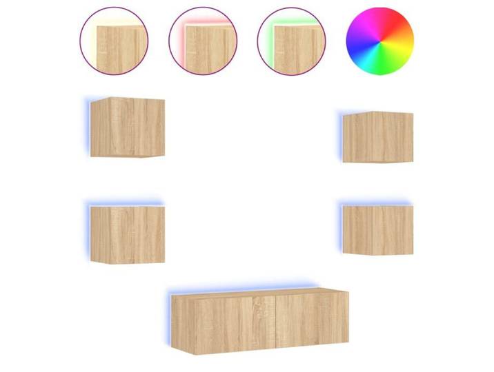 Meuble TV muraux 5 pcs avec lumières LED chêne sonoma poids:47.35 kg 12039