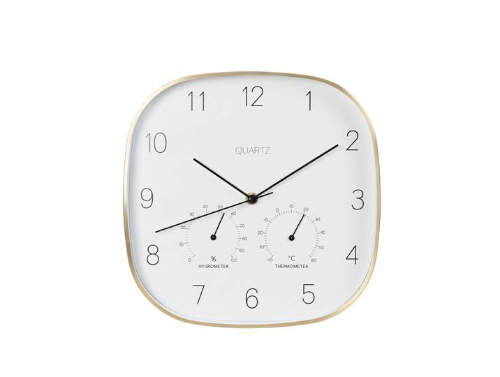 Wanduhr Wetterstation 28 cm weiss/gold