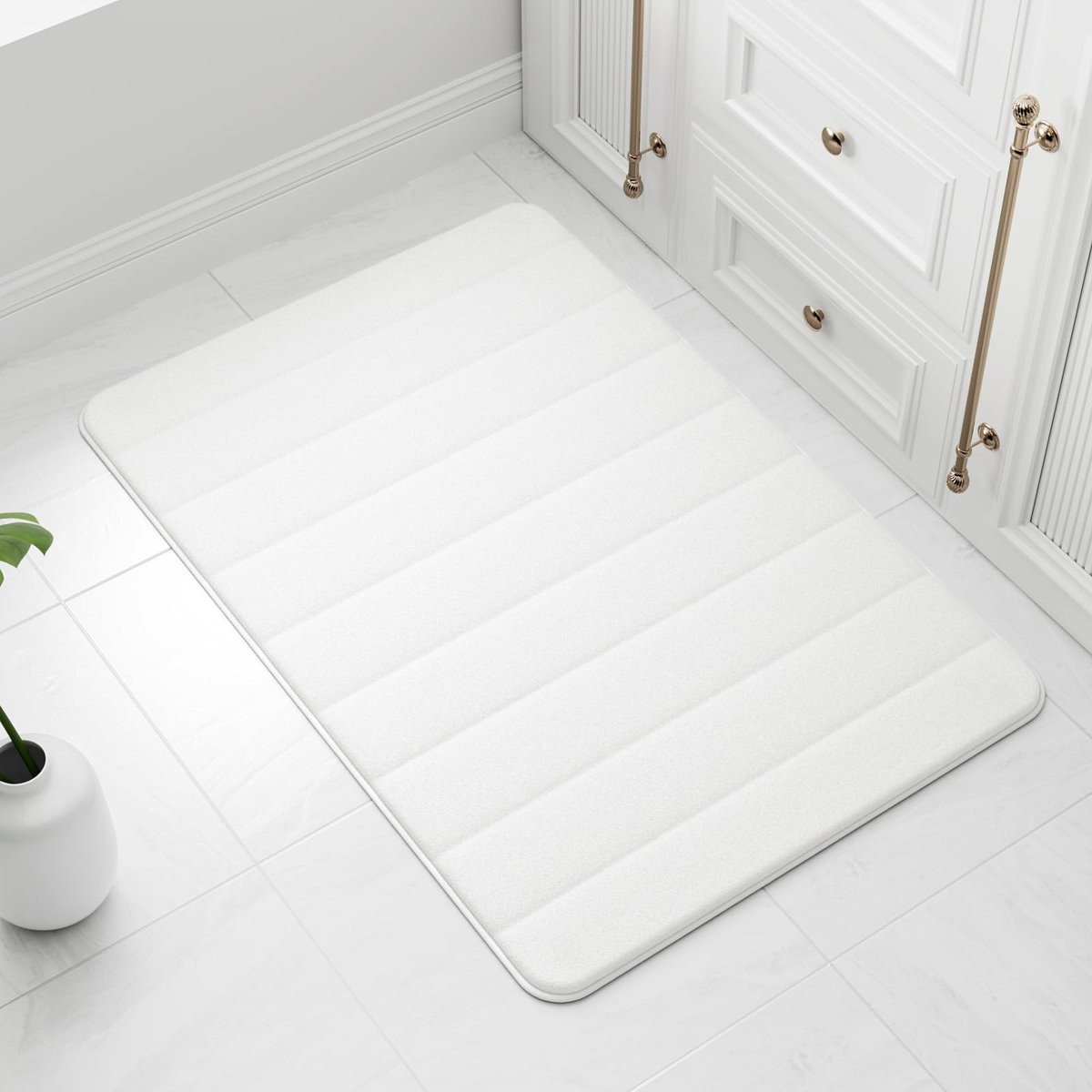 Unyqoos Ultrazachte witte badmat van traagschuim met antislip en snelle absorptie