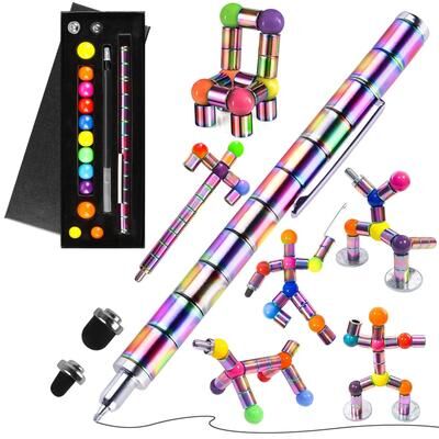 Uplift Essentials Magnetic Fidget Pen With Spinning Toy Function For Anxiety Relief rainbow Colors