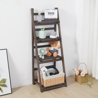 UNHO 4 Tier Foldable Solid Wood Ladder Bookcase Storage Shelf - 16.1x12.8x43.3inch