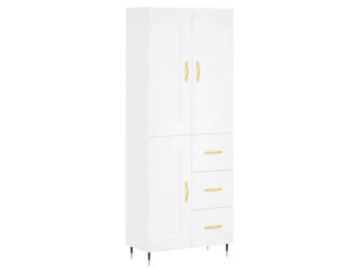Kaorsrow Highboard Weiß 69,5x34x180 cm Holzwerkstoff Schrank Zweiteiliger Anstellschrank mit stabilen Metallfüßen und praktischen Türen für aufgeräumte Wohnzimmer und Flure.