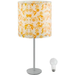 Tisch Leuchte Beleuchtung Blumen Lampenschirm Lampe im Set inklusive 9 Watt LED Leuchtmittel