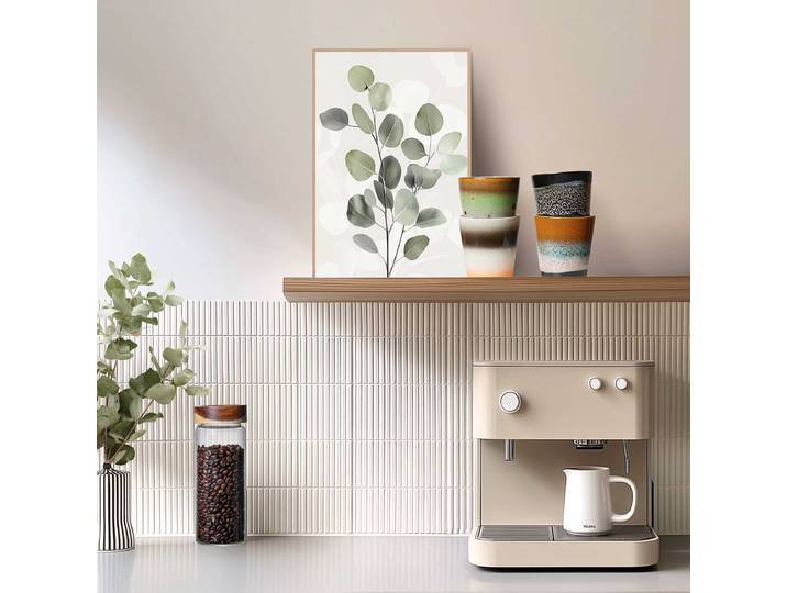 Impression Eucalyptus Zweig MDF - panneau de fibres à densité moyenne Vert/Vert/Beige 20 x 30 x 1cm