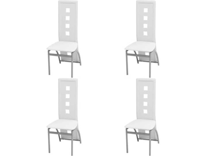 KGHFDVB 4 STK Esszimmerstühle Weiß Kunstleder Mit Stahlrahmen Ergonomisches Design, hohe Rückenlehne, pflegeleichtes Kunstleder, stabiler Stahlrahmen, einfache Montage