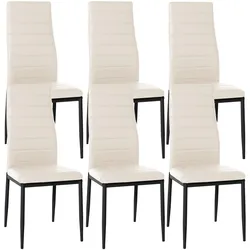 CLP 6er Set Esszimmerstühle Mayfair Kunstleder   Farbe: creme, Material: Kunstleder