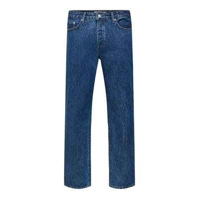 Straight-Jeans ONLY & SONS "ONSEDGE STRAIGHT DNM", Herren, Gr. 28, Länge 32, blau (medium blau denim), Denim/Jeans, Obermaterial: 100% Baumwolle, Abriebeffekte, straight fit lang, Jeans Straight-Jeans, Baumwolle, straight fit