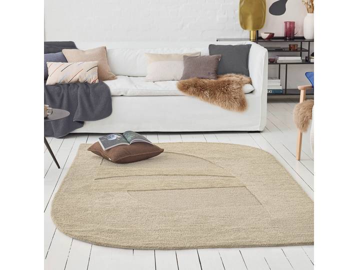 Teppich WECON HOME Dodo , beige, B:110cm H:10mm L:170cm, Schurwolle, Teppiche, Teppich, Wollteppich, asymmetrisch, hochwertig, handgetuftet, robust, modern