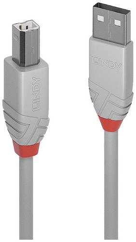 LINDY USB-Kabel USB 2.0 USB-A Stecker, USB-B Stecker 2.00m Grau 36683