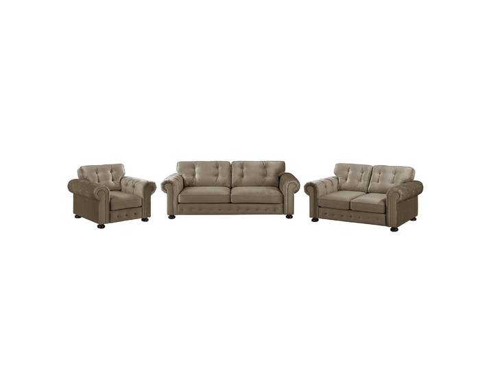 Polstergarnitur Marau 3-2-1 Braun/Latte Macchiato Webstoff Glamour