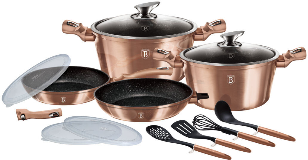 Berlinger Haus Non-Stick Aluminum Cookware Set Rose Gold 13