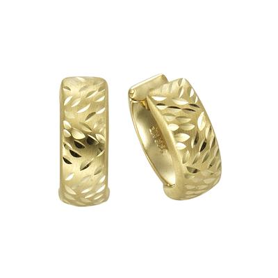 Paar Creolen VIVANCE "333 Gold diamantiert 13mm", gelb, Ohrringe, Damen, one-size, Gold, Klappcreolen