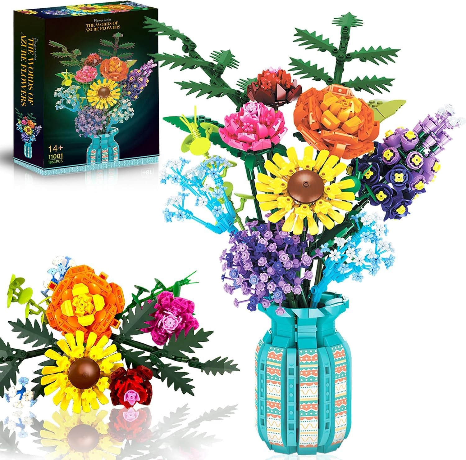 Bloemen Bouwset voor Volwassenen - Botanische Collectie met Vaas, Multicolour