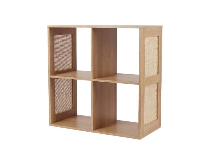 Meuble de rangement 4 cases, bois et rotin - Blancheporte