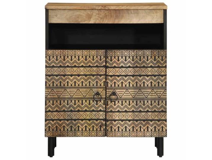 KTHLBRH Sideboard 60 x 33,5 x 75 cm Massivholz Mango, schwarz Industrieeisen, 2 Türen, großer Stauraum, stabil und langlebig