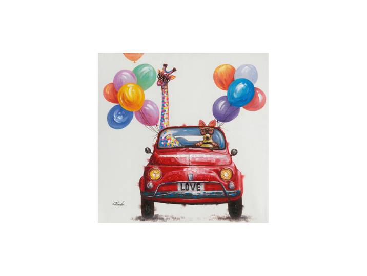Handbemaltes Bild „Tiere im Liebesurlaub“ 70 x 70 cm Multicolor Crea Collection
