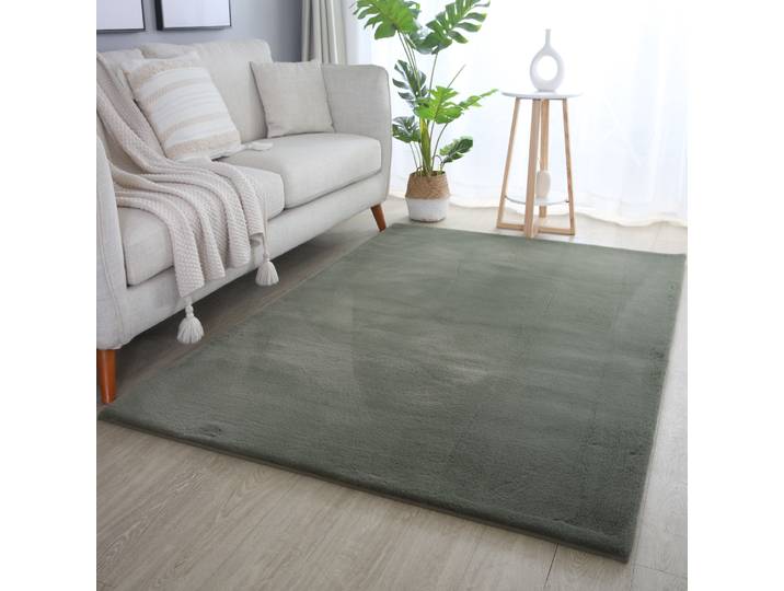 Hochflor-Teppich AYYILDIZ TEPPICHE POUFFY 5100 , auch als Läufer und Rund , grün, B:240cm H:20mm L:340cm, Polyester, Teppiche, Hochflor-Teppich, Läufer, weicher glatter Softflor, Kaninchen Fell Haptik, waschbar