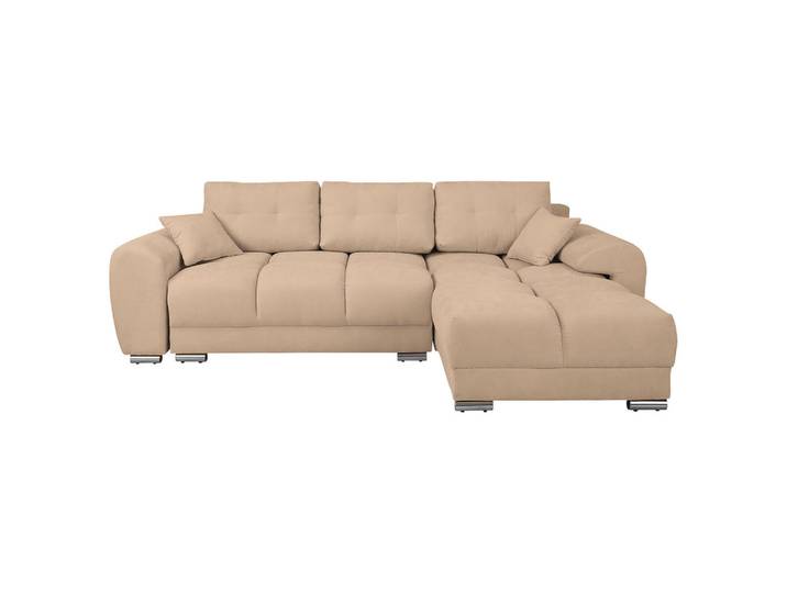 Ecksofa, Beige, 256x175 cm, Textil, 4-Sitzer & Schlaffunktion, Modern, Livetastic