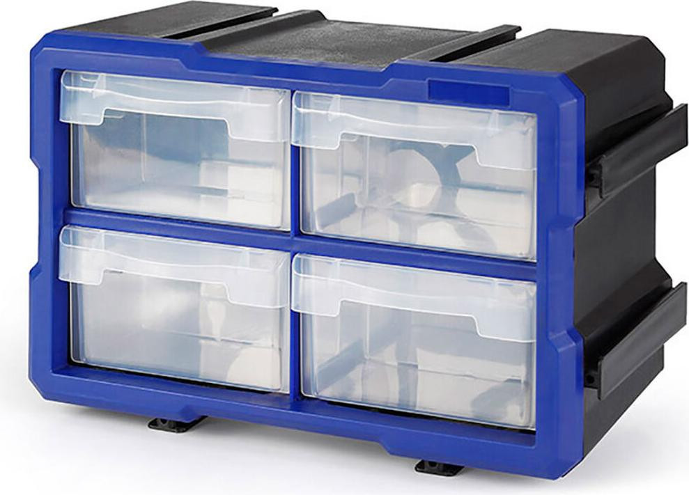 Multifunctionele opbergkist Workpro, transparant, met 4 lades, stapelbaar