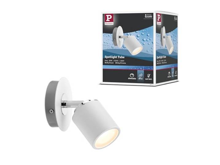 Paulmann 66717 Spots Tube\, IP44\, max. 1x10W\, GU10\, Blanc/Chrome\, 230V\, Métal