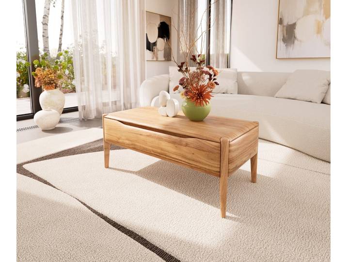 Table basse Simcha 100x50 cm acacia naturel 2 abattants