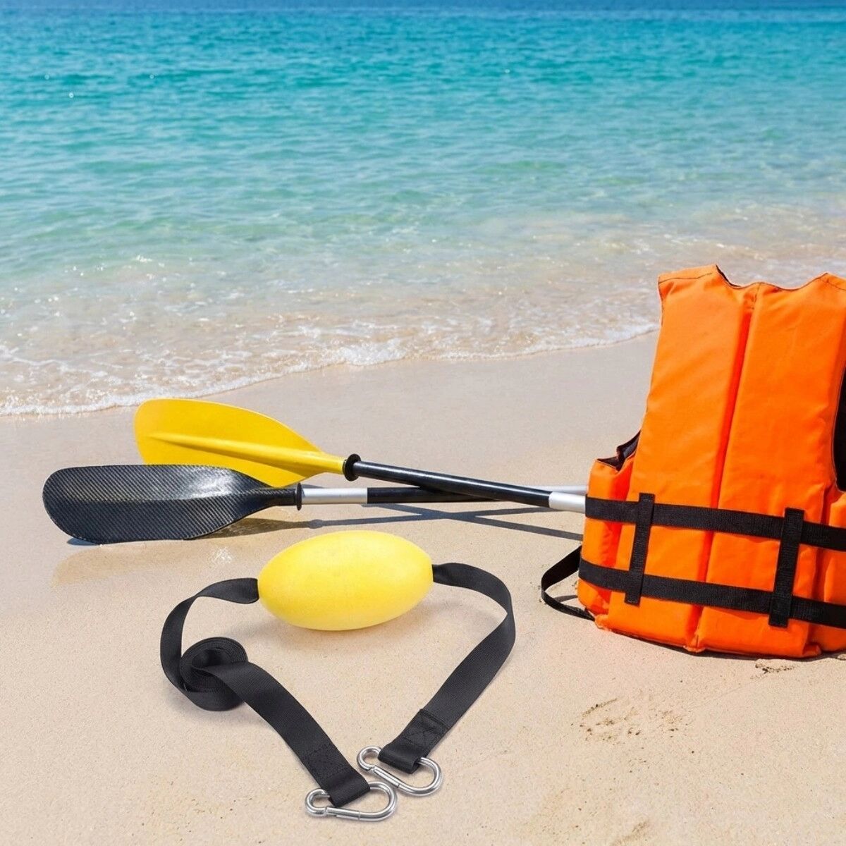 INF Ligne de remorquage pour ancre de kayak avec bouée haute visibilité et mousqueton rapide en acier inoxydable