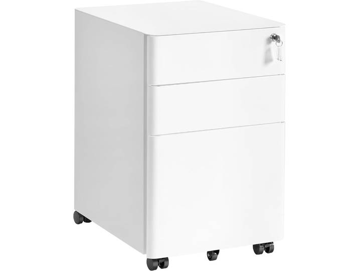 Rollcontainer 3 Schubladen Aktenschrank 50x39x59 cm Weiss