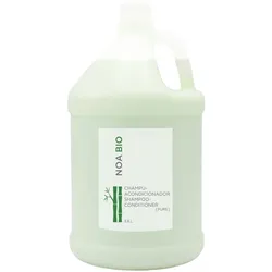Noa Bio 2-in-1 Shampoo & Conditioner Kanister 3.8L, hellgrünes Produkt, Aloe-Vera-Duft, halbtransparenter Behälter zur Füllstandskontrolle.