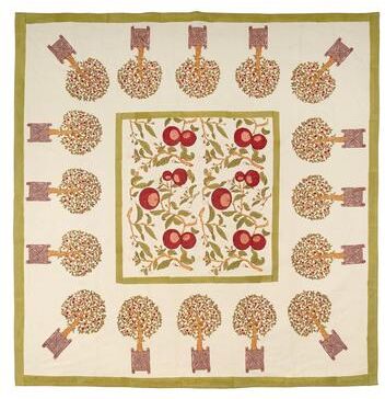 Couleur Nature Orange Tree Tablecloth - Red/Green