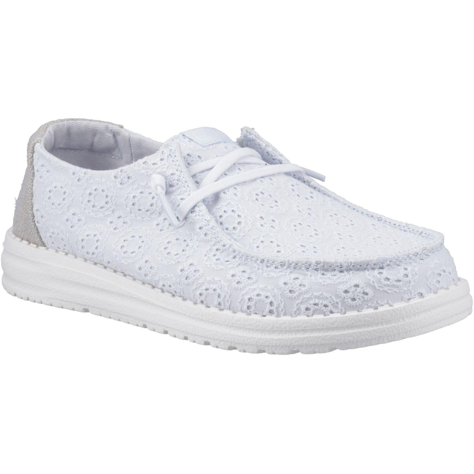 HEYDUDE Wendy Lochstick Baumwollmischung Damen Antikblau Mokassins Schuhe