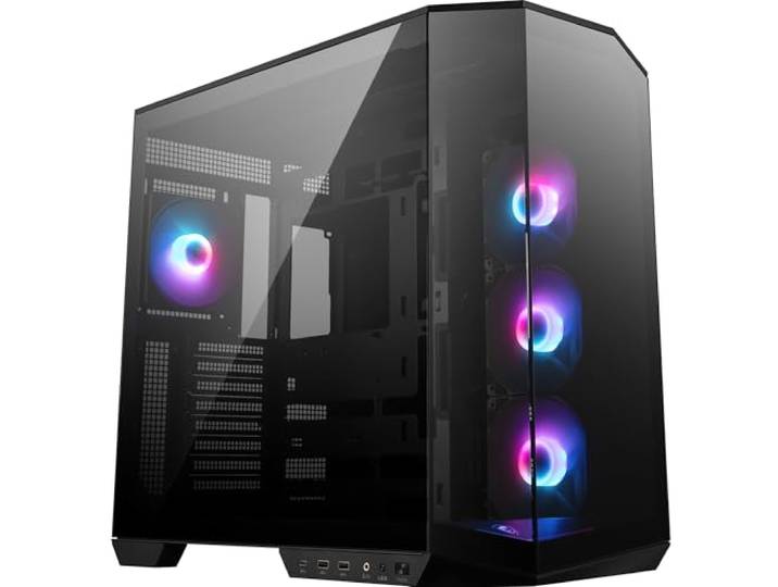 MSI MAG PANO 100R PZ ATX PC-behuizing - ATX-capaciteit, verticale GPU-installatiebeugel, GPU-houder, stoffilters, schommelende opslagbeugel, dubbele kamer, USB 20 Gbps Type-C