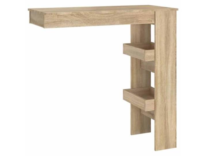 KDACVBMG Bartisch, Wandmontage, Sonoma-Eiche, 102 x 45 x 103,5 cm, Holz 2 Ablagefächer, stabile Konstruktion, Wandbefestigung inklusive, leicht zu reinigendes Ingenieurholz