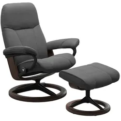 Stressless Sessel mit Hocker Consul Signature Leder Grau Batick Grey S (Small)