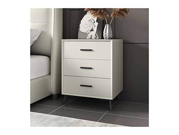 YANG11FAN Vielseitig Nachttisch mit Stauraum, 3 Schubladen Mit stabiler Basis, schmales Nachttisch-Endsofa aus Holz for Schlafzimmer und Wohnzimmer(Beige)