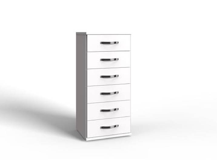 möbelando Schubkastenkommode >Duo< in Weiss,AUFLEISTUNGEN Chrom - 46x106x40cm (BxHxT)